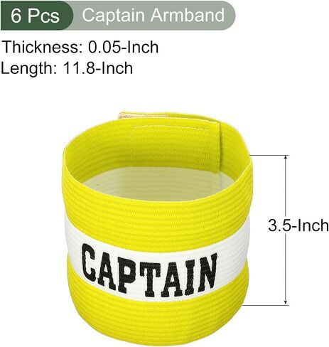YOKIVE 6 Pcs Captain Armband, Nylon Protective Arm Badge, Adjustable Flexibility, Great for Team Training, Competitions (Black, 11.8 x 3.5 Inch) in Saudi Arabia