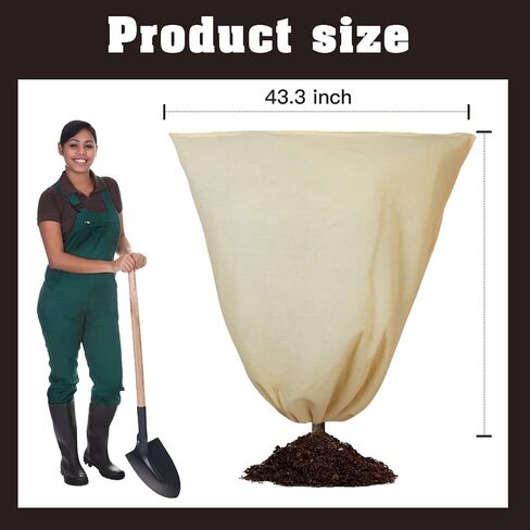 2PCS 43.3×43.3 Inch Burlap Winter Plant Cover Bags,Large Burlap Bags with Drawstring,Reusable Burlap Frost Cloth Plant Freeze Protection for Outdoor Garden Plants in Saudi Arabia