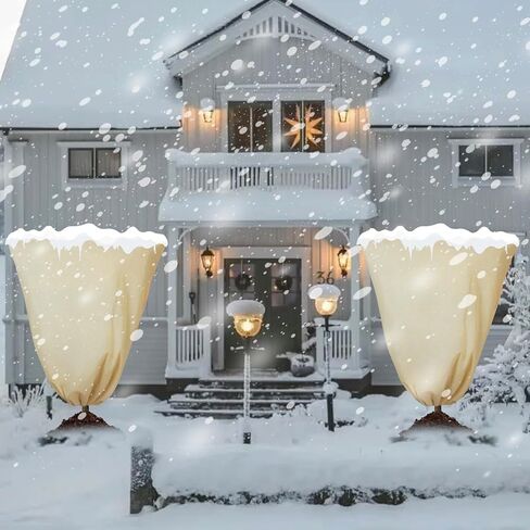 2PCS 43.3×43.3 Inch Burlap Winter Plant Cover Bags,Large Burlap Bags with Drawstring,Reusable Burlap Frost Cloth Plant Freeze Protection for Outdoor Garden Plants in Saudi Arabia