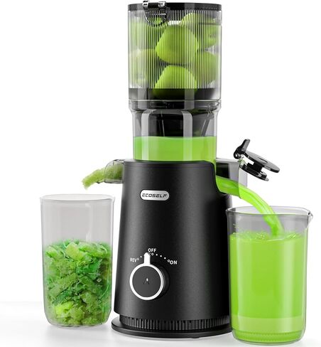 Juicer Machines, ECOSELF Cold Press Juicer with 4.35" Large Feed Chute Fit Whole Fruits and Vegetables, Easy to Clean, Masticating Juicer Self Feeding Effortless for Batch Juicing, High Juice Yield in Saudi Arabia