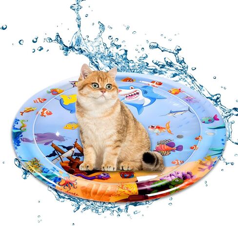 بساط لعب مائي للقطط: بساط لعب بمستشعر الماء، بساط لعب للقطط مملوء بالماء غير قابل للكسر، بساط لعب للقطط، بساط مائي كيتي للحيوانات الأليفة (قرش) in Kuwait