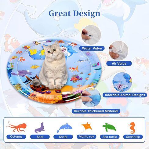 بساط لعب مائي للقطط: بساط لعب بمستشعر الماء، بساط لعب للقطط مملوء بالماء غير قابل للكسر، بساط لعب للقطط، بساط مائي كيتي للحيوانات الأليفة (قرش) in Kuwait