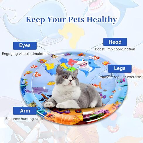 بساط لعب مائي للقطط: بساط لعب بمستشعر الماء، بساط لعب للقطط مملوء بالماء غير قابل للكسر، بساط لعب للقطط، بساط مائي كيتي للحيوانات الأليفة (قرش) in Kuwait