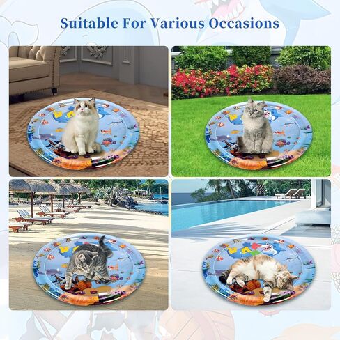 بساط لعب مائي للقطط: بساط لعب بمستشعر الماء، بساط لعب للقطط مملوء بالماء غير قابل للكسر، بساط لعب للقطط، بساط مائي كيتي للحيوانات الأليفة (قرش) in Kuwait