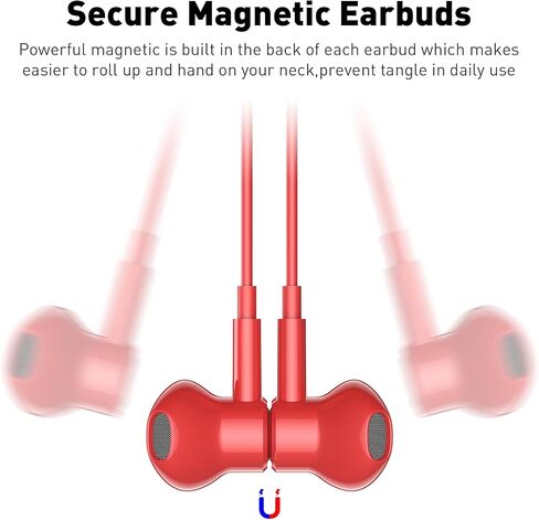 USB C Headphones, Type C Earphones for Samsung Galaxy S20 S21 S22 S23 S24 FE Ultra for iPhone 15 16 Pro Max Magnetic Wired Earbuds Microphone for Google Pixel 9 8 8A 7 7A 6A 6 Android Red in Saudi Arabia