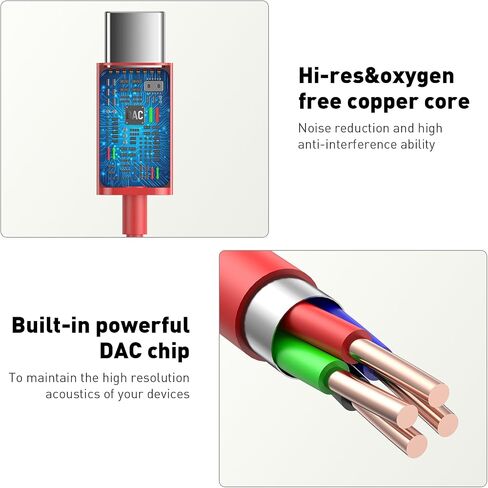 USB C Headphones, Type C Earphones for Samsung Galaxy S20 S21 S22 S23 S24 FE Ultra for iPhone 15 16 Pro Max Magnetic Wired Earbuds Microphone for Google Pixel 9 8 8A 7 7A 6A 6 Android Red in Saudi Arabia