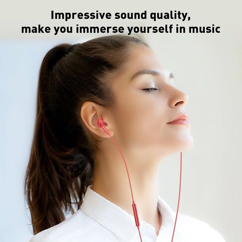 USB C Headphones, Type C Earphones for Samsung Galaxy S20 S21 S22 S23 S24 FE Ultra for iPhone 15 16 Pro Max Magnetic Wired Earbuds Microphone for Google Pixel 9 8 8A 7 7A 6A 6 Android Red in Saudi Arabia