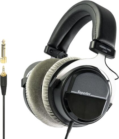 Superlux HD 660PRO, 150 ohms, Studio Recording Headphones Wired, Professional Closed-Back Headphones with 40mm Neodymium Drivers and Solid Bass, 3.5mm Jack for Recording Music, Podcast, and DJ Monitor in Kuwait