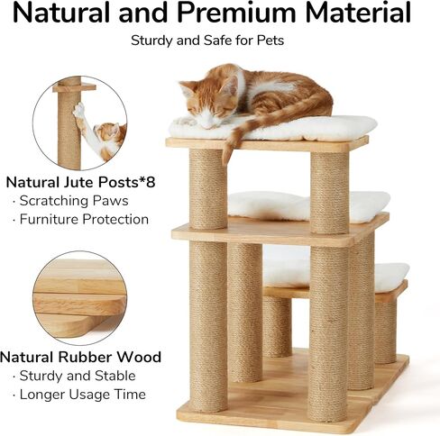 FUKUMARU Pet Stairs, Transformable Cat Stairs with Cat Scratching Post, High-Strength Dog Ramp Can Hold Up to 200 lbs, 20 Inch Pet Steps for Dogs and Cats to Climb High Bed and Couch, 6 Combinations in Kuwait