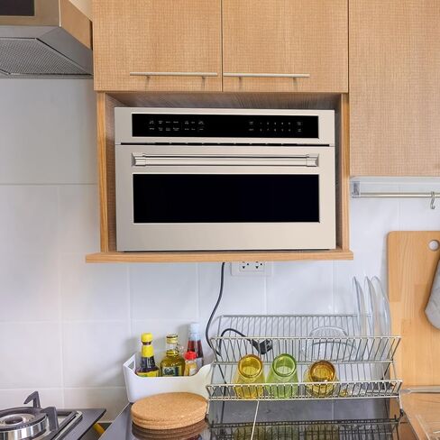 فرن ميكروويف حراري 30 بوصة، 1.6 قدم مكعب. قدم. فرن ميكروويف مدمج مع مقلاة هوائية، قفل أمان للأطفال، باب منسدل، تحكم باللمس، لحلول طهي متعددة الاستخدامات in Kuwait