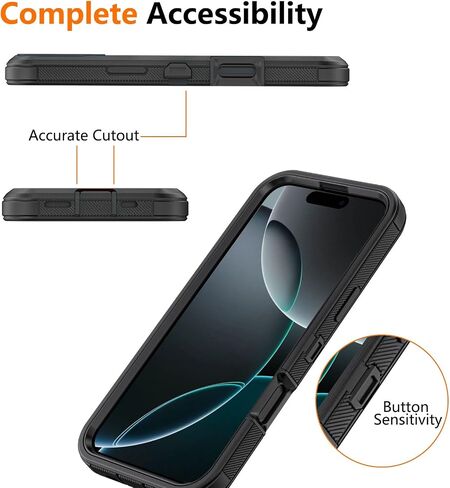 for Apple iPhone 16 Pro Max Case with Belt Clip & Kickstand, Full-Body Protection Multi Layers Rugged Case with Belt Holster for Apple iPhone 16 Pro Max 6.9 inch (Black) in Saudi Arabia