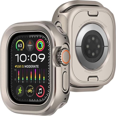 Metal Case Compatible with Apple Watch Case Ultra 3/2/1 49mm, 2 in 1 Rugged Protective Silicone Bumper Cover Compatible with iWatch Ultra 49mm (Black) in Kuwait