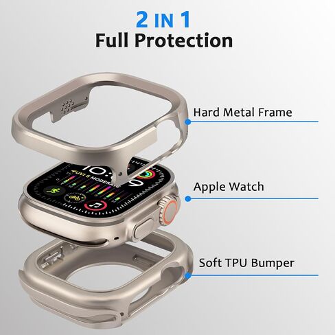 Metal Case Compatible with Apple Watch Case Ultra 3/2/1 49mm, 2 in 1 Rugged Protective Silicone Bumper Cover Compatible with iWatch Ultra 49mm (Black) in Kuwait