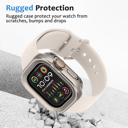 Metal Case Compatible with Apple Watch Case Ultra 3/2/1 49mm, 2 in 1 Rugged Protective Silicone Bumper Cover Compatible with iWatch Ultra 49mm (Black) in Kuwait