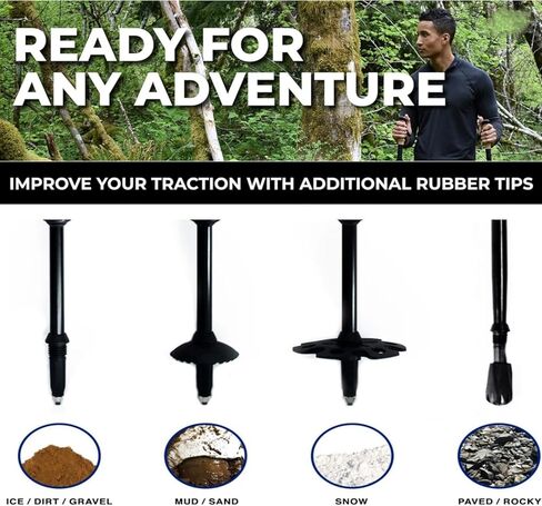 أقطاب الرحلات، 2 عصا للمشي لمسافات طويلة - أقطاب للمشي لمسافات طويلة قابلة للتعديل، عصا مشي تلسكوبية محمولة مع أقفال سريعة، 7075 ألومنيوم مع قبضة الفلين، أزرق in Kuwait