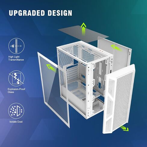 RUIX CV103 ATX Mid-Tower PC Case, Pre-Installed 4 x 120mm RGB Fans, RGB Color Lighting, Tempered Glass, USB 3.0, Gaming Computer Case, High-Airflow - White in Saudi Arabia