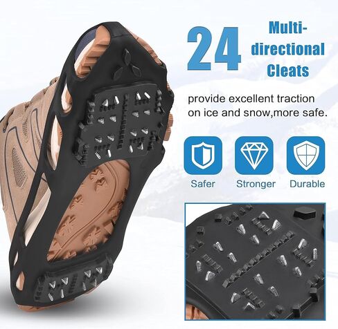 Ice Cleats Snow Traction Cleats Crampons for Walking on Snow and Ice,Non-Slip Overshoe Grippers Anti Slip Footwear for Shoes and Boots in Saudi Arabia