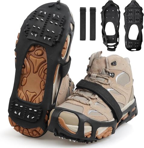 Ice Cleats Snow Traction Cleats Crampons for Walking on Snow and Ice,Non-Slip Overshoe Grippers Anti Slip Footwear for Shoes and Boots in Saudi Arabia