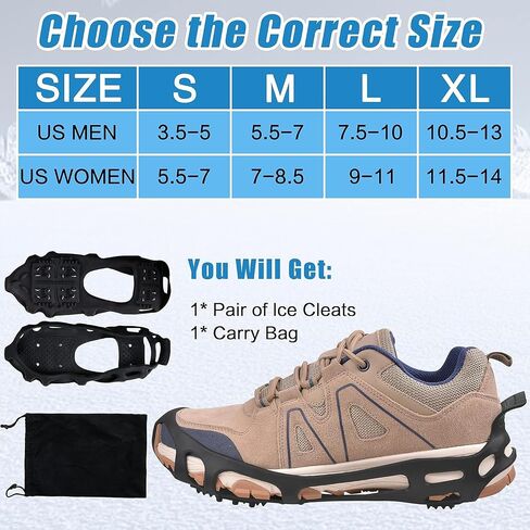 Ice Cleats Snow Traction Cleats Crampons for Walking on Snow and Ice,Non-Slip Overshoe Grippers Anti Slip Footwear for Shoes and Boots in Saudi Arabia