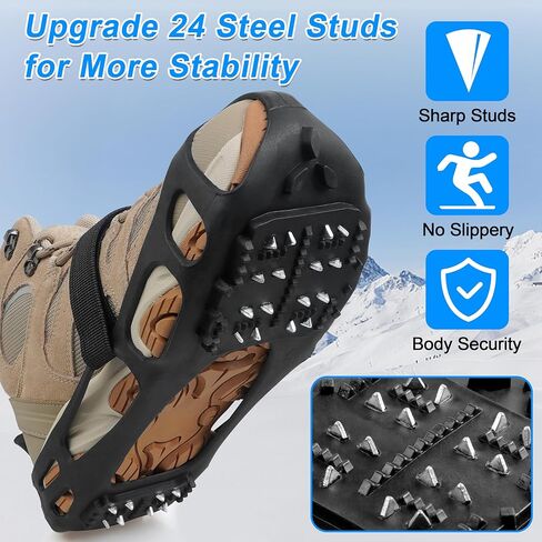 Ice Cleats Snow Traction Cleats Crampons for Walking on Snow and Ice,Non-Slip Overshoe Grippers Anti Slip Footwear for Shoes and Boots in Saudi Arabia