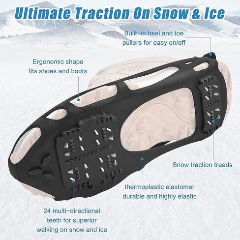 Ice Cleats Snow Traction Cleats Crampons for Walking on Snow and Ice,Non-Slip Overshoe Grippers Anti Slip Footwear for Shoes and Boots in Saudi Arabia