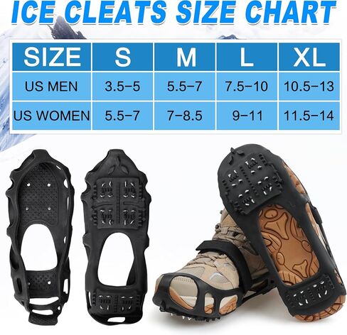 Ice Cleats Snow Traction Cleats Crampons for Walking on Snow and Ice,Non-Slip Overshoe Grippers Anti Slip Footwear for Shoes and Boots in Saudi Arabia