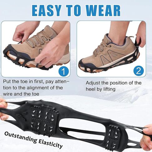 Ice Cleats Snow Traction Cleats Crampons for Walking on Snow and Ice,Non-Slip Overshoe Grippers Anti Slip Footwear for Shoes and Boots in Saudi Arabia