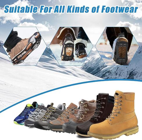 Ice Cleats Snow Traction Cleats Crampons for Walking on Snow and Ice,Non-Slip Overshoe Grippers Anti Slip Footwear for Shoes and Boots in Saudi Arabia