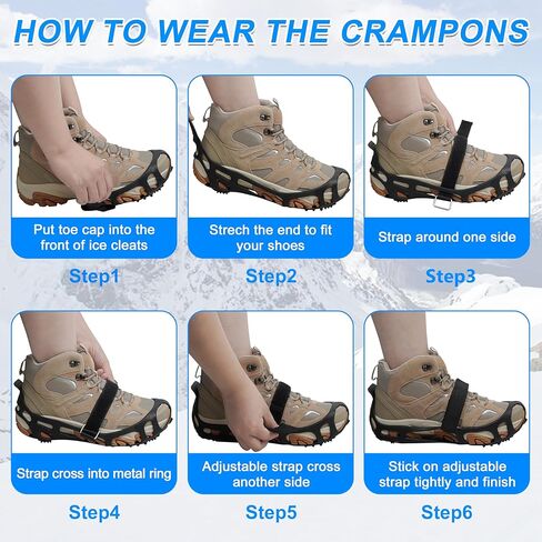 Ice Cleats Snow Traction Cleats Crampons for Walking on Snow and Ice,Non-Slip Overshoe Grippers Anti Slip Footwear for Shoes and Boots in Saudi Arabia