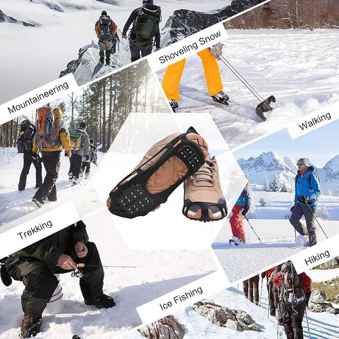 Ice Cleats Snow Traction Cleats Crampons for Walking on Snow and Ice,Non-Slip Overshoe Grippers Anti Slip Footwear for Shoes and Boots in Saudi Arabia