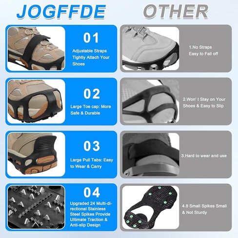 Ice Cleats Snow Traction Cleats Crampons for Walking on Snow and Ice,Non-Slip Overshoe Grippers Anti Slip Footwear for Shoes and Boots in Saudi Arabia