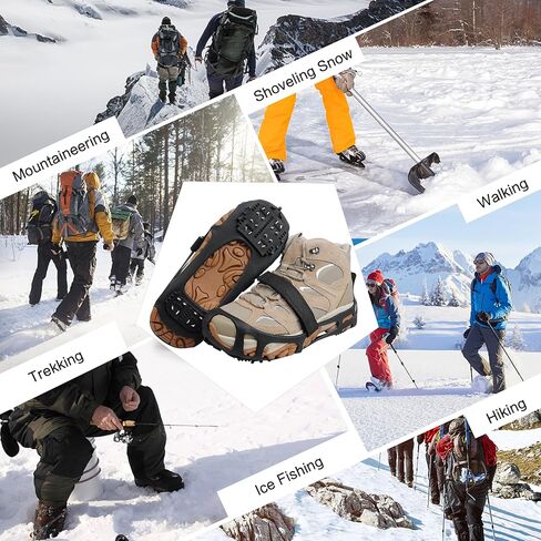 Ice Cleats Snow Traction Cleats Crampons for Walking on Snow and Ice,Non-Slip Overshoe Grippers Anti Slip Footwear for Shoes and Boots in Saudi Arabia
