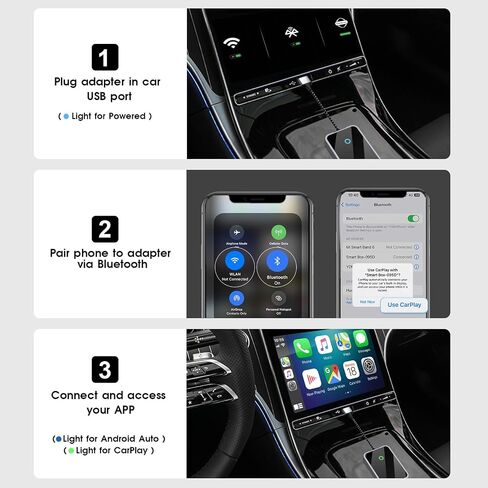 محول لاسلكي 2 في 1 Android Auto ومحول CarPlay اللاسلكي، تحويل USB بلوتوث سلكي إلى دونجل لاسلكي لـ OEM السلكي CarPlay/Android Auto Cars-Stable Connect إلى Android وiPhone (رمادي رمادي) in Saudi Arabia