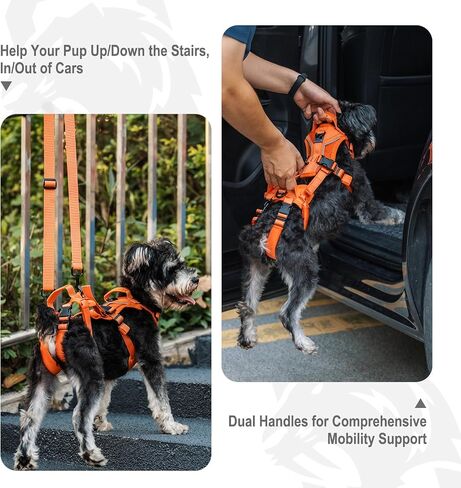OneTigris Dog Lift Harness for Small Dogs XS, Dog Sling Carrier for Small Dogs to Help Lift and Walk, Outdoor Full Body Lift Harness with Reflective Straps, Dog Support Harness for Back Legs in Saudi Arabia