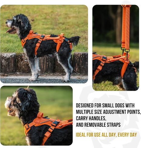 OneTigris Dog Lift Harness for Small Dogs XS, Dog Sling Carrier for Small Dogs to Help Lift and Walk, Outdoor Full Body Lift Harness with Reflective Straps, Dog Support Harness for Back Legs in Saudi Arabia