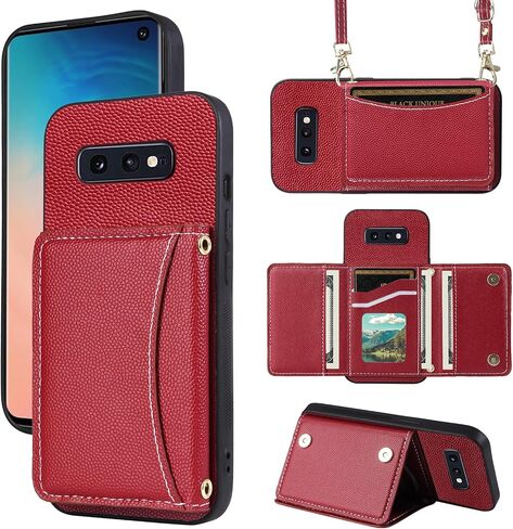 Phone Case for Samsung Galaxy S10e Wallet Cover with Crossbody Shoulder Strap and Leather Credit Card Holder Pocket Slim Flip Purse Stand Cell Accessories S 10e 10se Se10 Women Girls White in Saudi Arabia