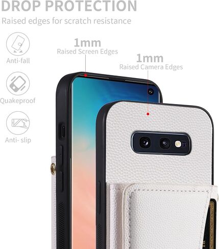 Phone Case for Samsung Galaxy S10e Wallet Cover with Crossbody Shoulder Strap and Leather Credit Card Holder Pocket Slim Flip Purse Stand Cell Accessories S 10e 10se Se10 Women Girls White in Saudi Arabia