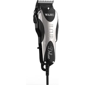 Wahl Pro Animal Deluxe U-Clip - Dog & Cat Trimmer with 3 Cutting Lengths & 7 Attachment Combs - Premium Grooming Tools for Light & Medium Coats - Black & Chrome