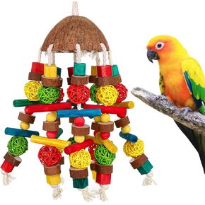 Mogoko Bird Toys, Large Parrot Toys, Natural Nuts Corn Cob Bird Chew Toys for Parrot, Parrots, Macaws, Cokatoos, Amazon Parrots, African Gray Cockatoos, Medium and Large-Sized Birds