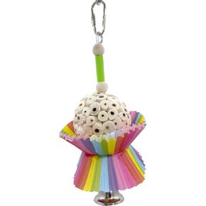 1925 Small Sola Cake - Shreddable Hanging Bird cage Toy, Natural sola Wood Ball, Food Grade Cup Cake Cups, Delightfully Easy to Shred, Great for Small Size Birds Budgie Lovebird Parrotlet Cocatiel