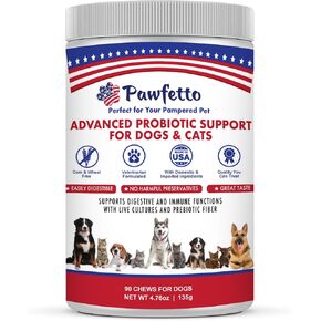 Advanced Probiotic Support for Dogs & Cats. Combination of Prebiotics & Probiotics Easily Digestible, Great Duck Flavour That Your Pets Will Love. Perfect for Your Pampered Pet (90 Chews)