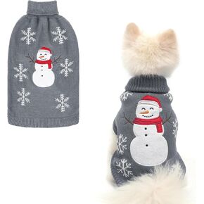 BINGPET Dog Sweater,Turtleneck Thick Pullover Small Dog Sweaters,Cute Snowman Embroidered Knitted Puppy Sweaters Doggy Winter,Cold Weather Warm Dog Clothes for Small Medium Large Dogs Girl Boy
