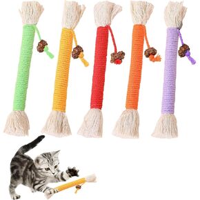 5 PCS Cat Chew Toy, 5.9in Cat Teething Toys, Catnip Toys for Cats, Teeth Cleaning Cat Toys for Indoor Kittens, Interactive Cat Toy for Indoor Cats