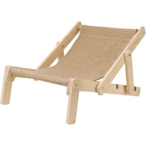 Sisal Cat Chair, Sisal Cat Scratcher Bed for Indoor Cats, 4 Heights Adjustable Cat Hammock Chair, Natural Wooden Cat Lounger with Sisal Scratcher, Cat Scratcher Lounge for Cats
