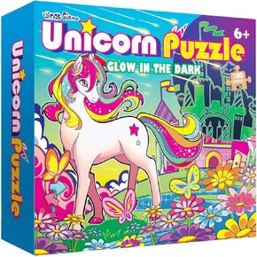 Large Shimmery Unicorn Floor Puzzle for Kids Ages 4-8, 45+ Pieces Large Jigsaw Puzzle for Kids&Toddler Ages 3 4 5 6 7 8, Educational Puzzels Unicorn Toys for Girls Unicorn Birthday Gift