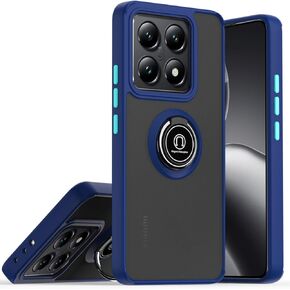 QUIETIP Case Compatible with Xiaomi 14T Pro with Screen Protector,TPU + Hard PC Magnetic Ring Car Mount Stand Cover,Blue