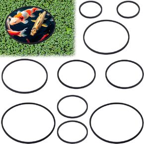 OIIKI 10 PCS Fish Feeding Rings Sets, Floating Aquarium Plant Corral, Floating Plant Rings, Oval and Square Fish Feeding Rings, Fish Tank Aquarium Accessories for Fish Tank, Floating Plants - Black