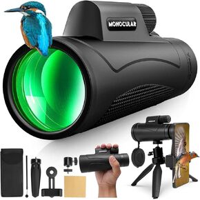 Monocular Telescope, 80x100 HD Monoculars for Adults, Compact Portable Waterproof with Smartphone Tripod & BAK4 Prism for Birdwatching Hunting Camping Concert Travelling, Black03