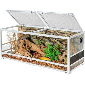 OIIBO 67 Gallon Glass Reptile Terrarium 48" x 18" x 18" Large Reptile Tank, Knock-Down Reptile Habitat Tank with Top Ventilation Easy Assembly Terrarium