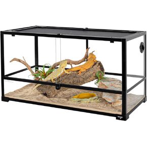 Large Reptile Tank 55 Gallon, 360°Full Vision Glass Reptile Terrarium with Top Mesh Lid for Beaded Dragon Lizard Gecko Snake Hermit Crab Use, 36"(W) X18(D) X20(H)